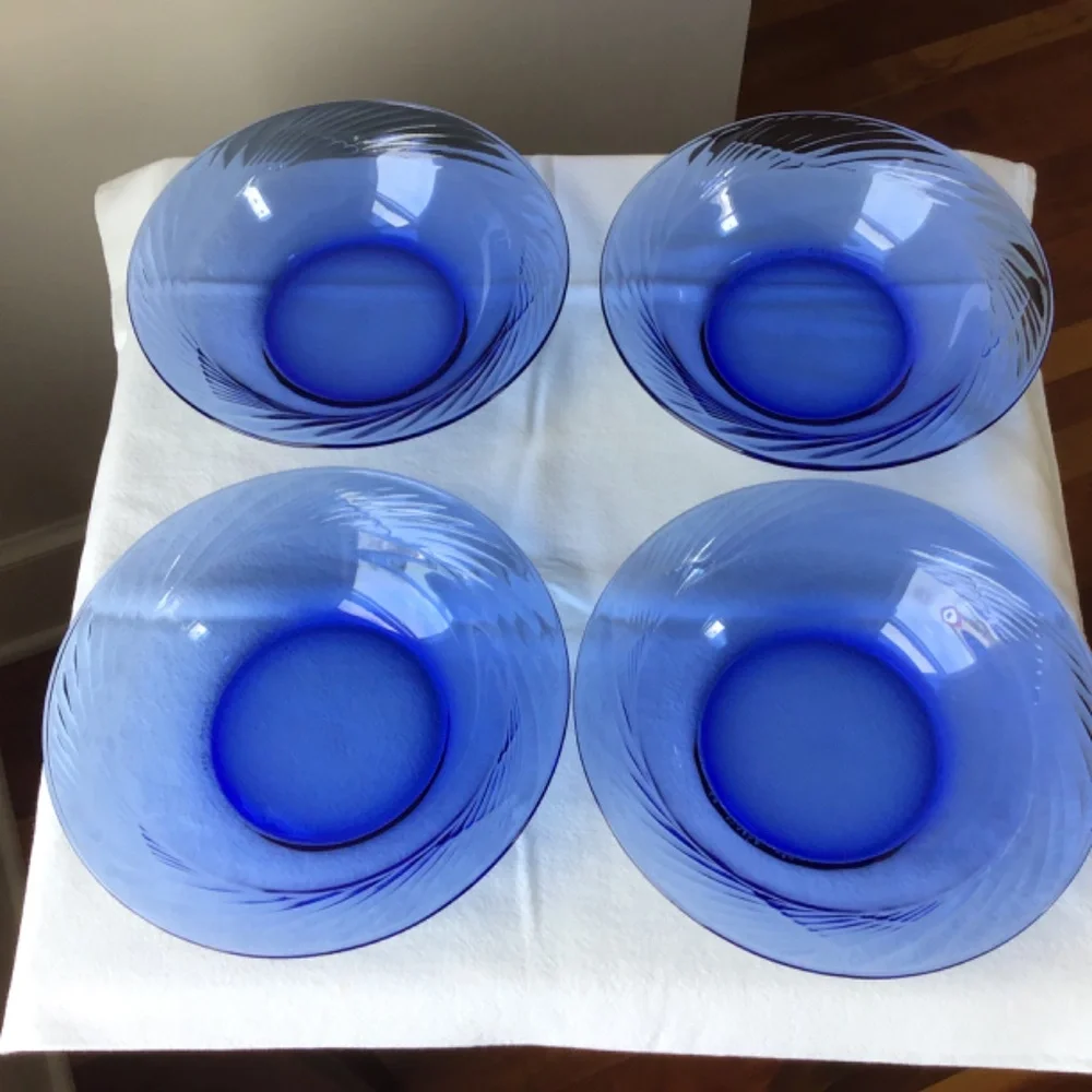 Pyrex Vintage Festiva Blue Bowls Soup Salad Cereal Set of 4 Glass Corning - Picture 2 of 15